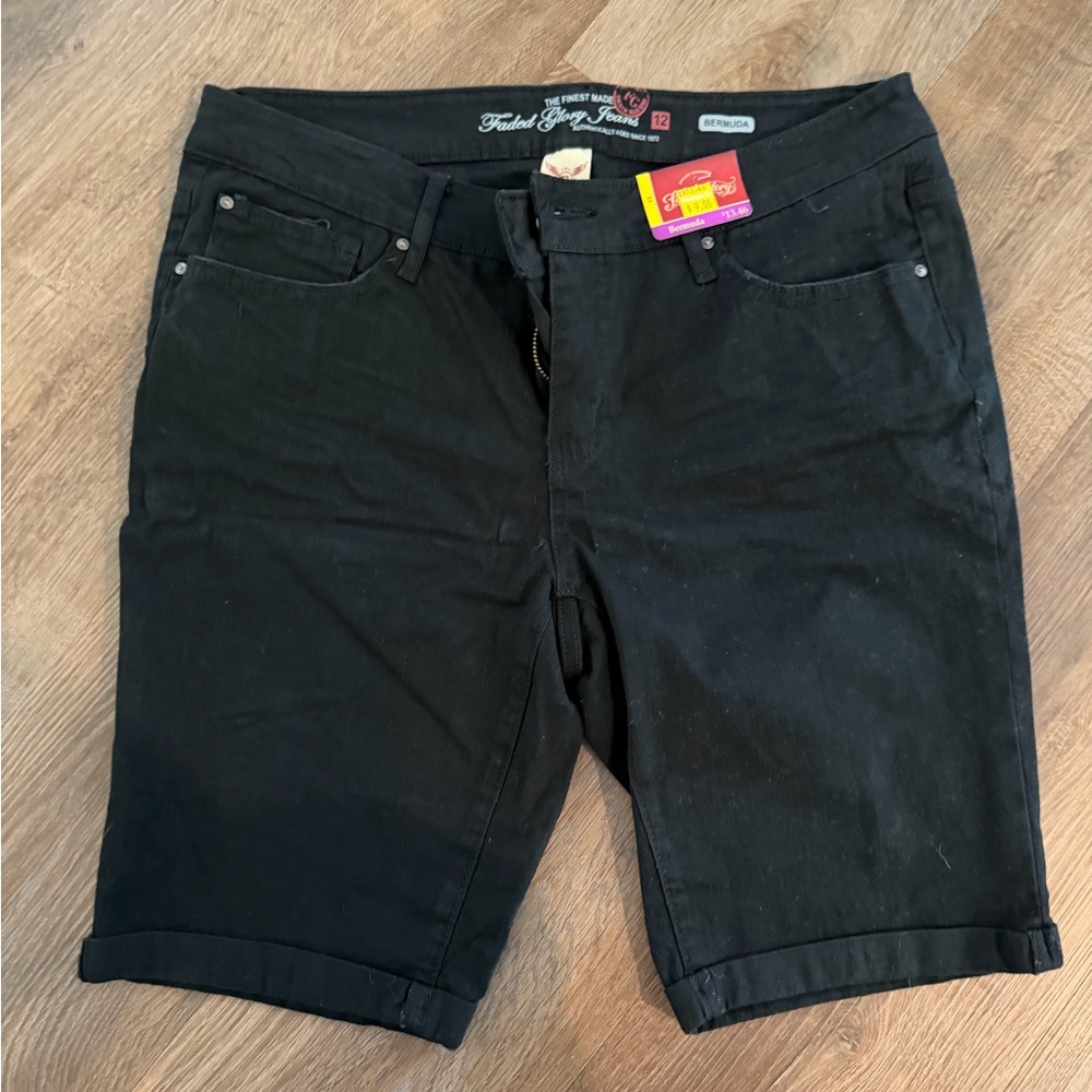 NWT Faded Glory Black Women's Bermuda Shorts